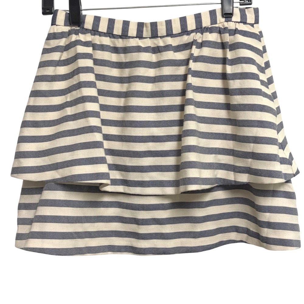 Anthropologie Hutch Striped Mini Skirt Cream Navy Blue Preppy Nautical Size 6